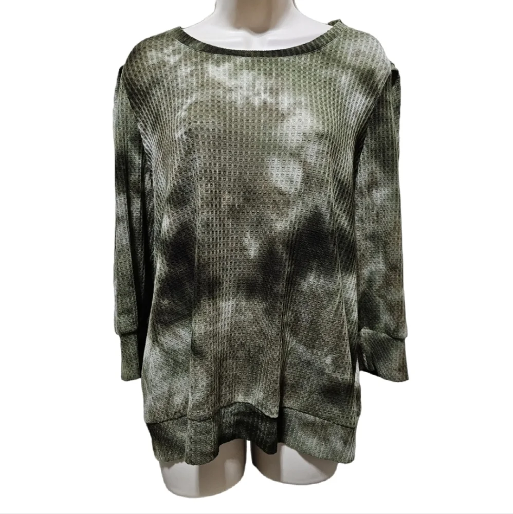 Like New Women's Simply Vera Army Green Tie-Dye Sweatshirt - Picture 1 of 6
